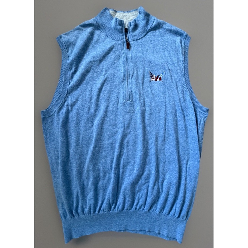 Turtleson 1/4 Zip Sweater Vest Pima Cotton Secession Golf Club Blue Large JBHS